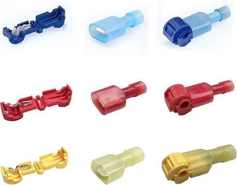 HIGHSHION أزرق 16-14 AWG 100 قطعة أطراف أسلاك كهربائية ذاتية التعرية سريعة التوصيل، موصلات أسلاك طرفية معزولة للفصل السريع للذكور in Saudi Arabia