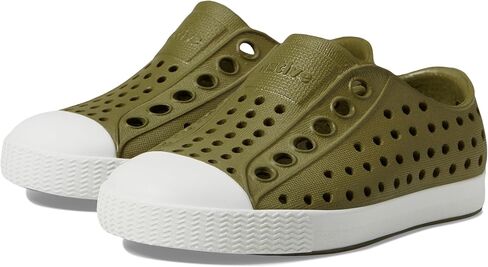 Native Shoes Kids Jefferson (طفل صغير/طفل صغير) - الجزء العلوي والبطانة من مادة EVA - ثقوب للتحكم في درجة الحرارة أخضر روكي/أبيض صدفي 7 طفل صغير M in Kuwait