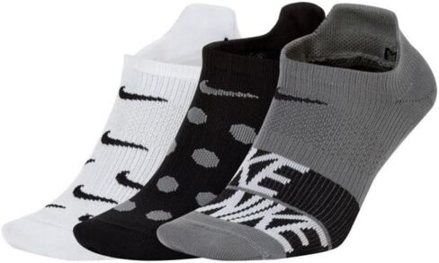 Nike Women's Everyday Plus Lightweight Training No Show Socks 3 Pack (Black(SK0042-922)/Gray/White, Medium) in Saudi Arabia