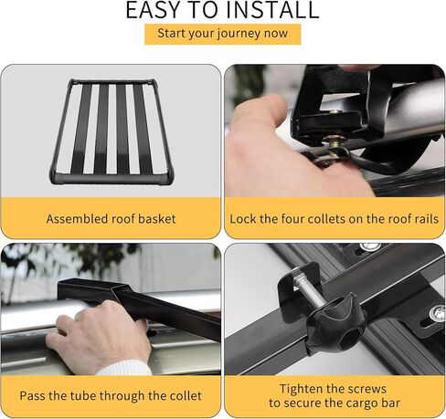 حامل أمتعة علوي للسيارة من MAXSOUGH مقاس 50 بوصة، حامل أمتعة خفيف الوزن من الألومنيوم للسيارة لسيارات الدفع الرباعي والشاحنات والسيارات سعة 150 رطل، أسود in Kuwait