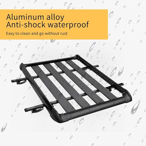 حامل أمتعة علوي للسيارة من MAXSOUGH مقاس 50 بوصة، حامل أمتعة خفيف الوزن من الألومنيوم للسيارة لسيارات الدفع الرباعي والشاحنات والسيارات سعة 150 رطل، أسود in Kuwait