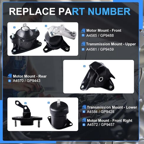 Front Right Rear Motor Mount Kit of 3 Compatible with Honda 2003 2004 2005 2006 2007 Accord 3.0L Automatic Transmission Replacement for A4526HY A4517 A4527 in Saudi Arabia