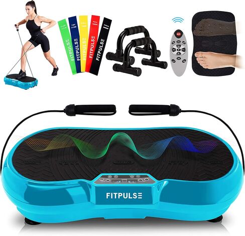 آلة تمرين لوحة الاهتزاز الفاخرة من FITPULSE مع أشرطة المقاومة والأشرطة الحلقية وقضبان الدفع - لوحة اهتزاز لمعدات التمارين المنزلية للجسم بالكامل - آلة تمرين لوحة الاهتزاز in Saudi Arabia