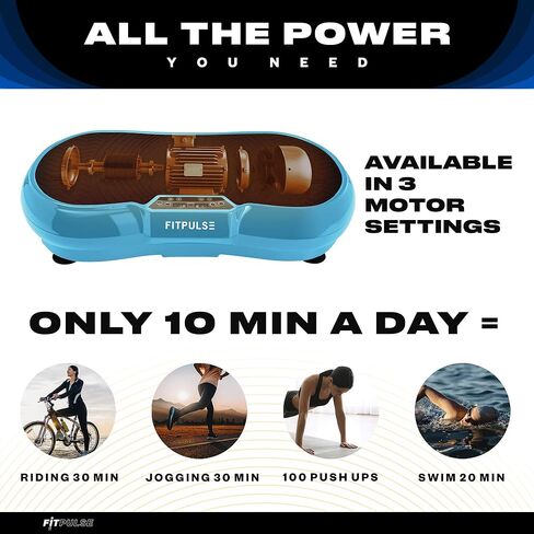 FITPULSE Premium Vibration Plate Exercise Machine with Resistance Bands, Loop Bands and Push-up Bars - Home Exercise Equipment Vibrating Plate for Whole Body - Vibrating Plate Exercise Machine in Saudi Arabia