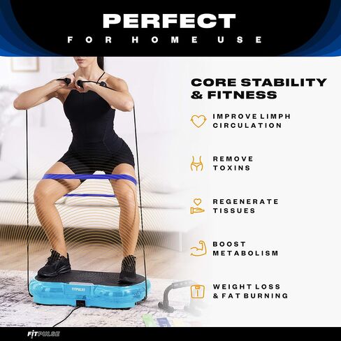 FITPULSE Premium Vibration Plate Exercise Machine with Resistance Bands, Loop Bands and Push-up Bars - Home Exercise Equipment Vibrating Plate for Whole Body - Vibrating Plate Exercise Machine in Saudi Arabia