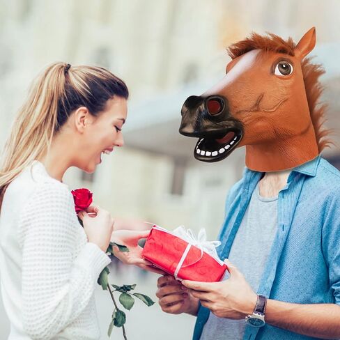 قناع هالفورد البني للحصان، قناع رأس حيوان مبتكر، أقنعة وجه كاملة مضحكة للحفلات التنكرية in Kuwait