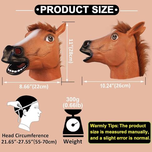 قناع هالفورد البني للحصان، قناع رأس حيوان مبتكر، أقنعة وجه كاملة مضحكة للحفلات التنكرية in Kuwait