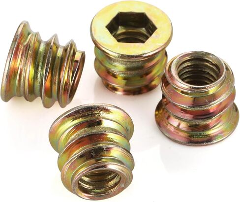 M8-1.25 x 13mm Threaded Insert for Wood Furniture Screw in Nut Threaded Wood Inserts Bolt Fastener Connector, Zinc Plated Carbon Steel, 50 PCS (with Hex Spanner) in Kuwait