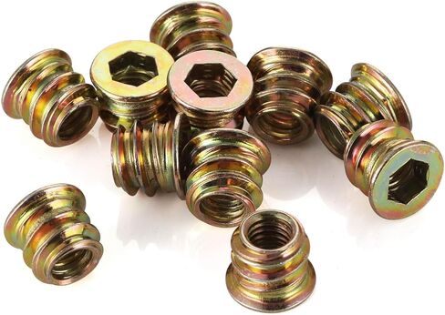 M8-1.25 x 13mm Threaded Insert for Wood Furniture Screw in Nut Threaded Wood Inserts Bolt Fastener Connector, Zinc Plated Carbon Steel, 50 PCS (with Hex Spanner) in Kuwait