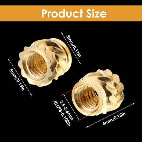 100 قطعة من Amabro 100 قطعة M3x4x5mm إدراجات مترابطة، طباعة ثلاثية الأبعاد صواميل نحاسية مترابطة خيط صامولة نحاسية حرارية مخرشة لأجزاء الطباعة ثلاثية الأبعاد للكمبيوتر المحمول والسيارات غلاف بلاستيكي in Kuwait