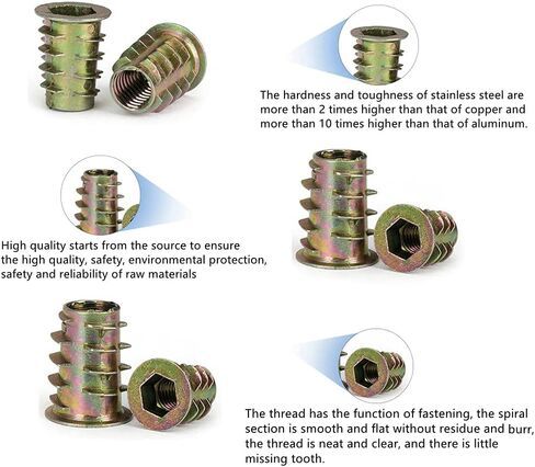 M4 x 10 mm Threaded Inserts Nuts, Hex Drive Threaded Wood Inserts, Threaded Wood Inserts Bolt Fastener Connector Hex Socket Drive for Wood Furniture, 150Pcs in Kuwait