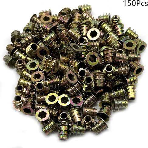 M4 x 10 mm Threaded Inserts Nuts, Hex Drive Threaded Wood Inserts, Threaded Wood Inserts Bolt Fastener Connector Hex Socket Drive for Wood Furniture, 150Pcs in Kuwait