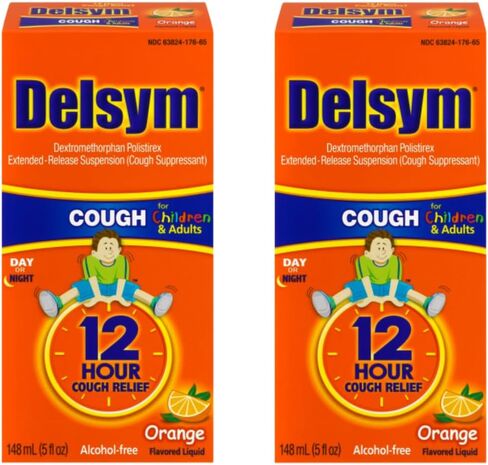 Delsym Cough Suppressant Alcohol Free Orange Flavored Liquid- 2 Pack, 5 ounces Bottle in Kuwait