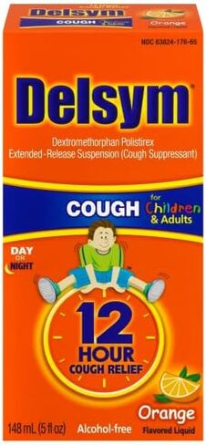 Delsym Cough Suppressant Alcohol Free Orange Flavored Liquid- 2 Pack, 5 ounces Bottle in Kuwait