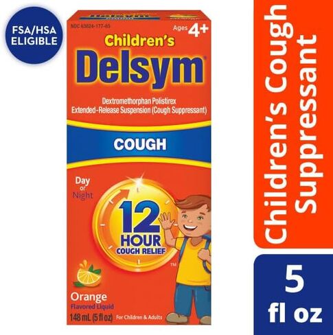 Delsym Cough Suppressant Alcohol Free Orange Flavored Liquid- 2 Pack, 5 ounces Bottle in Kuwait