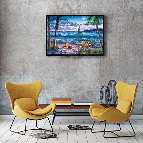 الطلاء بالأرقام للبالغين والأطفال، لوحة رسم DIY مع 4 فرش طلاء ودهانات أكريليك، ديكور هدايا قماش ملفوف مقاس 40.64 سم × 50.8 سم، مشهد طبيعي لنهاية الصيف in Kuwait