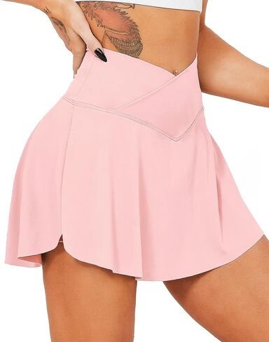 TZLDN Women's Tennis Skirt with Shorts Pockets High Waisted Crossover Pleated Workout Athletic Golf Skorts Skirts in Saudi Arabia