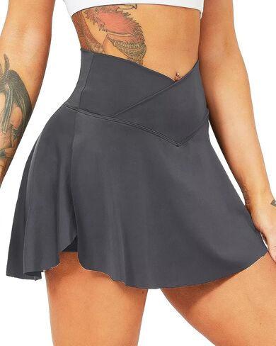 TZLDN Women's Tennis Skirt with Shorts Pockets High Waisted Crossover Pleated Workout Athletic Golf Skorts Skirts in Saudi Arabia
