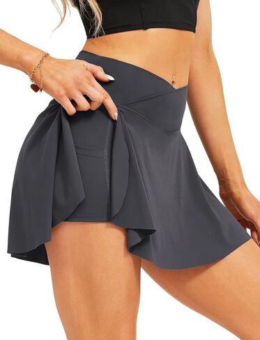 TZLDN Women's Tennis Skirt with Shorts Pockets High Waisted Crossover Pleated Workout Athletic Golf Skorts Skirts in Saudi Arabia