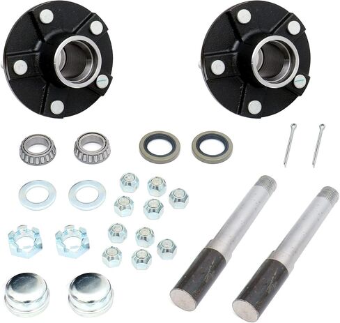 FKG Trailer Hub Spindle Kit 5 Bolt on 4.5" Bolt Circle Fit for 2,200 lb. axles 1-1/16 Inch Straight Spindles, Set of 2 in Saudi Arabia