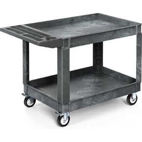 YITAHOME 550 LBS Heavy Duty Utiliy Cart on Wheels, 2 Shelves Service Cart, Plastic Rolling Tool Carts with Wheels, Gray Maintenance Push Carts for Garage, Home, Restaurant, Jobsite, Office in Kuwait
