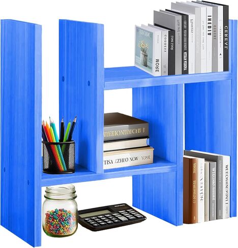 مكتب منظم الجرف الخشبي سطح المكتب على سطح المكتب القابل للتعديل أرفف منظم المكتب الرفوف الصغيرة لرفع مكتب لوازم المكتب لتخزين المنزل ديكور (Beige ، style1) in Saudi Arabia