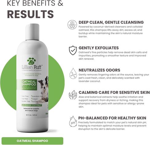 ليليان روف برو الصيغة hypocare+ | شامبو الكلاب التي تم اختبارها سريريًا - حكة وحساسية تخفيف للبشرة الحساسة - خالية من الرائحة مع دقيق الشوفان ، الألوة ، فيتامين E ، بروفيتامين B5 - الولايات المتحدة الأمريكية in Kuwait