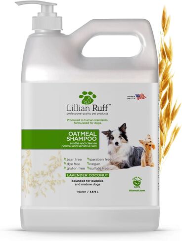 Lillian Ruff PRO Formula HypoCare+ | Clinically Tested Hypoallergenic Dog Shampoo - Itch & Allergy Relief for Sensitive Skin – Fragrance-Free with Oatmeal, Aloe, Vitamin E, Provitamin B5 - USA Made in Kuwait