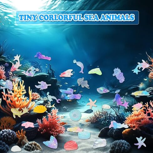 200 Pcs Ocean Mini Resin Animals, Tiny Sea Animal Figurines Miniature Plastic Figures for Dollhouse Fairy Garden Accessories Aquarium Decor DIY Crafts Fish Tank Potted Micro Landscape in Kuwait