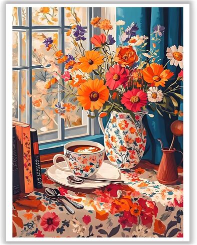 Ceiomez Cat Paint by Numbers kit للبالغين ، Cat مع الطلاء بالكتاب حسب الرقم ، DIY Paint by Number kits on Canvas بدون إطار للحصول على جدار منزلي 16x20in in Kuwait