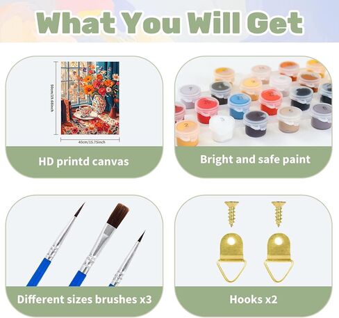 Ceiomez Cat Paint by Numbers kit للبالغين ، Cat مع الطلاء بالكتاب حسب الرقم ، DIY Paint by Number kits on Canvas بدون إطار للحصول على جدار منزلي 16x20in in Kuwait
