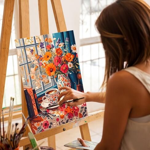 Ceiomez Cat Paint by Numbers kit للبالغين ، Cat مع الطلاء بالكتاب حسب الرقم ، DIY Paint by Number kits on Canvas بدون إطار للحصول على جدار منزلي 16x20in in Kuwait