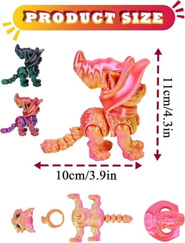 قطة ثلاثية الأبعاد مع قبعة ساحرة - الحيوانات المطبوعة ثلاثية الأبعاد المرنة ، قبعة قابلة للإزالة ، مثالية لديكور مكتب الهالوين أو الهدايا (أخضر) in Kuwait