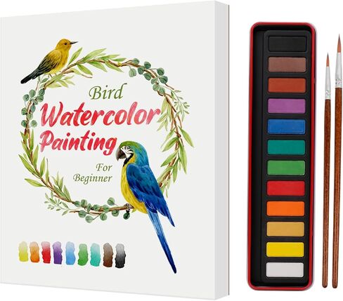 SkilLify Watercolor Workbook, Beginner Watercolor Paint Set, Water Color Book, Arts & Crafts Coloring Book for Adults and Teens with 12-Color Paint Set & Brush (Flowers) in Saudi Arabia
