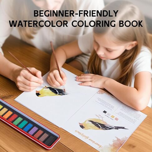 SkilLify Watercolor Workbook, Beginner Watercolor Paint Set, Water Color Book, Arts & Crafts Coloring Book for Adults and Teens with 12-Color Paint Set & Brush (Flowers) in Saudi Arabia