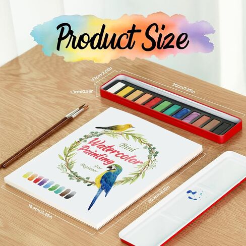 SkilLify Watercolor Workbook, Beginner Watercolor Paint Set, Water Color Book, Arts & Crafts Coloring Book for Adults and Teens with 12-Color Paint Set & Brush (Flowers) in Saudi Arabia