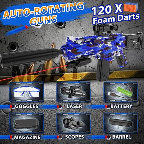 قناصة قاذفة تلقائية للألعاب الرغوية لبنادق NERF مع نطاق و IR ، لعبة Dart Blaster Electric مع 30 Dart Storag ، 120 الرغوة ، وألعاب ألعاب Air Technology For Technology for Kids in Saudi Arabia