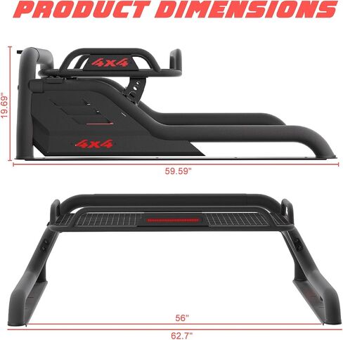 Truck Bed Roll Bars for Full Sizes & Mid Size Pickup Truck,Sport Rack Roll Bars with Cargo Basket Fit for Ford F-150/F-250/F-350,Ram,Ranger,Tundra,GMC Sierra,Chevy Silverado,Frontier and Titan in Saudi Arabia