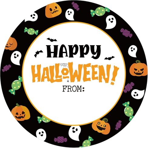 120pcs ملصقات Happy Halloween ، 2in ملصقات الحفلات في عيد الهالوين ، اسم جولة قابلة للكتابة من العلامات لـ Goodie Bags Envelope Seals Decoration (Style 3) in Kuwait