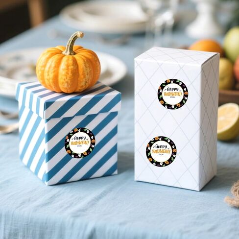 120pcs ملصقات Happy Halloween ، 2in ملصقات الحفلات في عيد الهالوين ، اسم جولة قابلة للكتابة من العلامات لـ Goodie Bags Envelope Seals Decoration (Style 3) in Kuwait