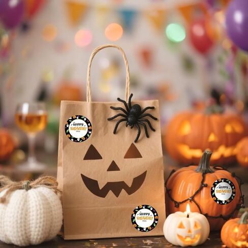 120pcs ملصقات Happy Halloween ، 2in ملصقات الحفلات في عيد الهالوين ، اسم جولة قابلة للكتابة من العلامات لـ Goodie Bags Envelope Seals Decoration (Style 3) in Kuwait