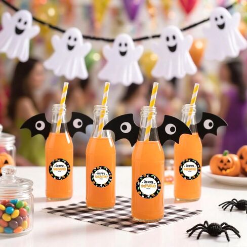 120pcs ملصقات Happy Halloween ، 2in ملصقات الحفلات في عيد الهالوين ، اسم جولة قابلة للكتابة من العلامات لـ Goodie Bags Envelope Seals Decoration (Style 3) in Kuwait