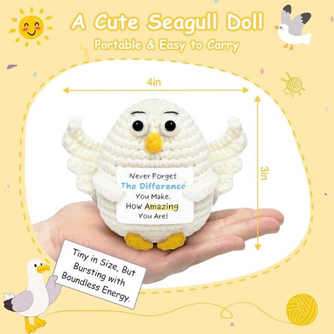 هدايا ملهمة للنساء - حيوانات كروشيه إيجابية هدية Seagull - هدايا عيد ميلاد لها ، دعم الدعم العاطفي ديكور لأصدقاء الابن الابن الحفلات in Kuwait