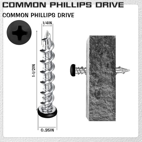 Blulu 100 pcs Drywall Anchors 1/4 x 1-1/2 Inch Black Pan Head Alloy Steel Light Wall Anchors Heavy Duty Self Drilling Screws for Drywall, Wood and Other Masonry Materials in Saudi Arabia