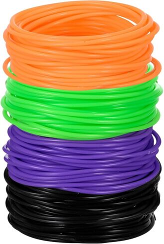 100 PCS 80S Silicone Jelly Bracelets Neon Enderable Gel Gummy Rubber Bracelets Hair Ties 80's Party Favors ، Black Color in Kuwait