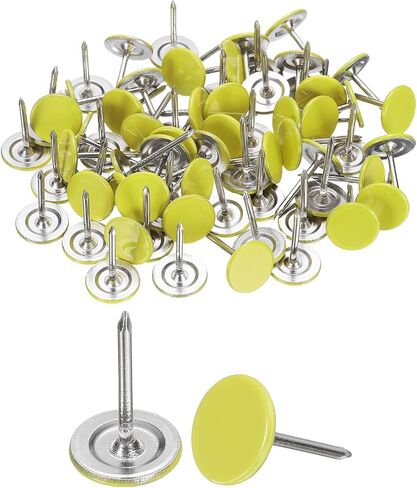 uxcell 100Pcs Upholstery Tacks, 11mmx15mm Flat Head Thumb Tack Decorative Furniture Nails Push Pins for Furniture Sofa Headboards, White in Saudi Arabia