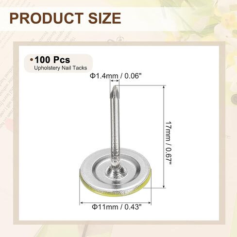 uxcell 100Pcs Upholstery Tacks, 11mmx15mm Flat Head Thumb Tack Decorative Furniture Nails Push Pins for Furniture Sofa Headboards, White in Saudi Arabia