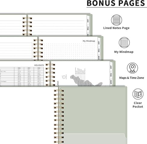 AHGXG 2026 Planner, Weekly and Monthly Planner, Large Size 8.5" x 11", 2026 Calendar, JAN 2026 - DEC 2026, Spiral Bound, Inner Pocket, Perfect for Office Home School Supplies, Sage Green in Kuwait