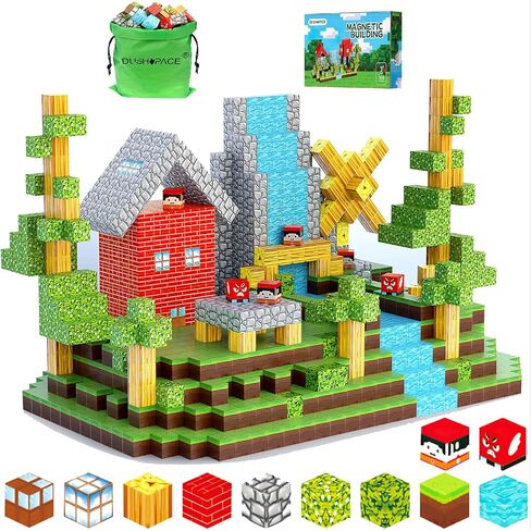 176 PCS Magnetic Blocks for Kids Ages 4-8, STEM Building Toys for 3+ Year Old Boys Girls, Magnetic Tiles Stacking Blocks Educational Preschool Toys Birthday Gifts in Saudi Arabia