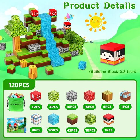 176 PCS Magnetic Blocks for Kids Ages 4-8, STEM Building Toys for 3+ Year Old Boys Girls, Magnetic Tiles Stacking Blocks Educational Preschool Toys Birthday Gifts in Saudi Arabia